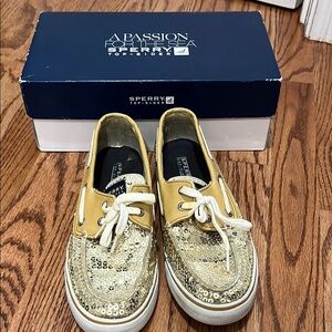 Sperry Gold Sequin Top-Sider Shoes